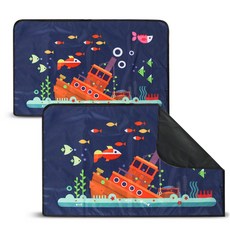 URBAN CAR 磁吸式汽車遮陽板 方塊型, 2個, 海洋故事