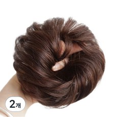 Homeg 豐盈盤髮局部假髮 髮圈, 2個, 棕色