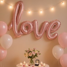 PARTYSHOW LOVE字樣鋁箔氣球 104cm, 粉紅色, 4個