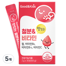 Good&Kids 幼兒用美味的鐵質&維他命 草莓口味 30入, 5個, 60g
