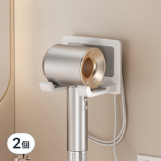 超級工廠 吹風機架, 白色, 2個, 免打孔浴室收納