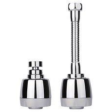 Time Leisure 兩段360度防濺增壓節水龍頭加長起泡器2件組 短款 + 長款, 銀色, 1組