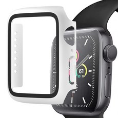 디지지 애플워치 호환 풀커버 강화유리 액정보호 케이스, 화이트