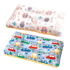 Annette 純棉可水洗安撫兒童荳荳枕頭2個 43 x 28 x 6cm, 卡通汽車 + 好朋友 米色