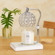 Candle Department Store 閃亮水晶寶石融蠟燈 + 大豆蠟燭 280g 組, White Jasmine & Mint, 銀白色