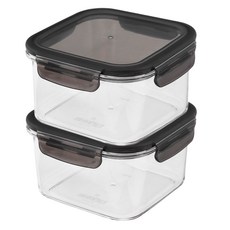 코멧 BPA FREE 클리어 정사각 밀폐용기 1L, 2개, 단품