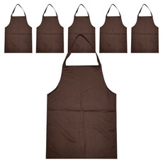 Geumkkaebi 顧客用頸掛式圍裙, 棕色, 6個