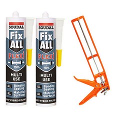 수달 픽스올 FLEXI 강력 접착 실리콘 백색 290ml x 2p + 플라스틱건 세트, 2개