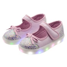 여아용 RD 등 리본 LED 구두