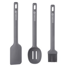 WAGENSTEIGER Edel 矽膠廚房工具3件組, 深色, 雙孔炒匙 + 刮刀 + 油刷, 1套