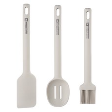 WAGENSTEIGER Edel 矽膠廚房工具3件組, 雙孔炒匙 + 刮刀 + 油刷, 淺色, 1套