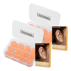 Eardami 睡眠隔音矽膠耳塞 橘色, 12入, 2個