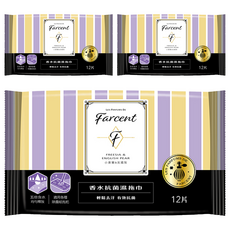 farcent 花仙子 香水抗菌濕拖巾 小蒼蘭英國梨 12張, 3包
