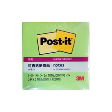 3M Post-it 利貼 狠黏便條紙 633S-6 3*3吋, 綠色, 90張, 1本