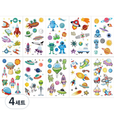 Eugene 兒童紋身貼紙第2季10件組, 4套, 宇宙世界