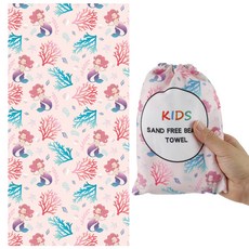 하늬통상 아동용 샌드프리 사각 비치타올, 인어공주, 1개