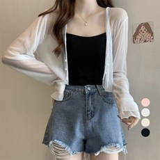 Goodif 女款Juggle材質薄款透膚短版開襟衫