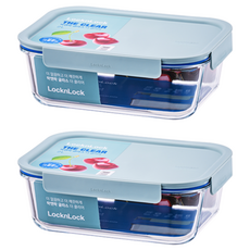 락앤락 더 클리어 직사각 밀폐용기 민트 2L, 2개, 단품