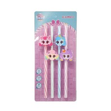 LE BARN 兒童用酸甜奇妙萌可公仔吸管, 4入, 1個