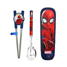 LiLFANT Marvel 蜘蛛人不銹鋼兒童餐具套裝 2 階段, 混色, 筷子+勺子+滑翔機盒