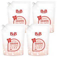 비앤비 비자극 유아 섬유유연제 시그니처 알러젠프리 자스민앤로즈향 리필형, 1.5L, 4개