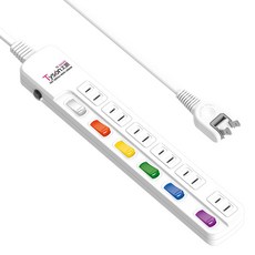 Tyson 太順電業 6開6插延長線 2孔 285 x 48 x 27.9mm, 1.8m, 延長線 白色, 1條