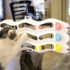 RESPET 3層波浪軌道球貓咪玩具, 白色的, 1個