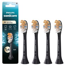 소닉케어 A3 프리미엄 올인원 칫솔모 블랙 4p, HX9094/91, 1개