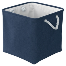 小麥購物 亞麻收納籃 方形款 C176 382g, 1個, 藍色