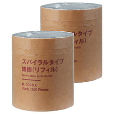 MUJI 無印良品 棉棒 補充用 黑色, 200支, 2組