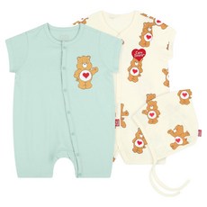 Care Bears 嬰幼兒有機連身衣2件組 + 帽子套組