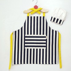 Chou Shroom 孩童條紋圍裙廚師帽套組 A-0009