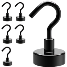 LivingHomeDetail 超強力彩色掛鉤磁鐵, 黑色, 6個