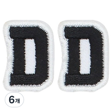 Button King 東大門鈕扣王 熱接著式刺繡字母縮寫迷你布貼 D, 6個, 黑色 D