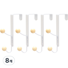 꾸미까 우드볼 2단 도어후크, 화이트, 8개