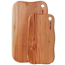 Stella Holmes 桃花心木原木擺盤砧板2件組 B, 砧板 圓角方形 中 + 大, 1套