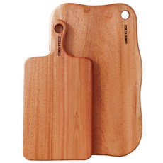 Stella Holmes 桃花心木原木擺盤砧板 2件組 C型, 基本方形 + 圓角方形 大, 1套