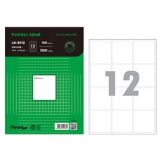 Formtec 雷射噴墨物流管理用標籤紙 LS-3112, 12格, 1個, 100個