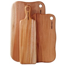 Stella Holmes 桃花心木實木砧板 3件組 A, 長窄型 + 圓角方形 中 + 圓角方形 大, 1套