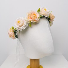 ArtizeJ Flower 粉彩人造花花冠, 蜜桃色