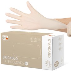 BRICKGLO Creamy White乳膠手套 M, M號, 100入, 1盒, 米色