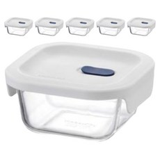 락앤락 탑클라스 실리콘 뚜껑 정사각 유리 밀폐용기 300ml, 6개