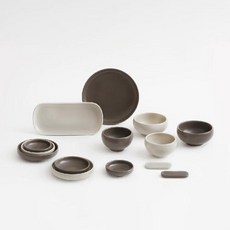 Erato May 餐具套裝 2 14p, 奶油白+可可色, 餐具組