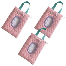 Jonifree 外出用大容量濕紙巾收納袋, 粉紅色, 3個