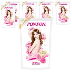 PON PON 澎澎 香浴乳補充包, 美白玫瑰香氛, 溫和淨膚配方, 700g, 6組
