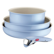 Tefal 特福 巧變精靈系列 鍋具4件組 L8274S04, 天空藍, 1套, 平底鍋 28cm + 炒鍋 26cm + 湯鍋 20cm + 可拆式把手