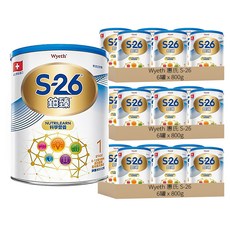 Wyeth 惠氏 S-26 鉑臻嬰兒配方奶粉 新升級 1號 0~12個月, 800g, 18罐