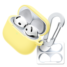 superdivision 矽膠耳機保護套 + 鑰匙圈 + 登山扣 + 防鐵粉貼紙組, AirPods 4代, 連翹, 1套