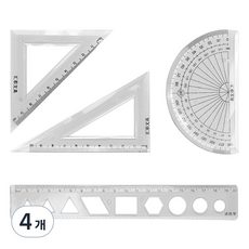 BAKOZEL 軟式三角尺 量角器 20公分尺 套組, 透明, 4個