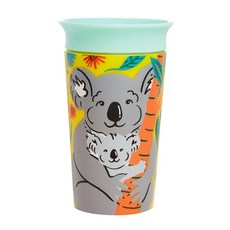 munchkin 滿趣健 360度繽紛防漏杯, 榮獲2021年紅點設計獎, 美國牙醫推薦, 360度輕鬆抿杯緣喝水, 360度自動鎖水專利, 無BPA, 綠色無尾熊, 1個, 266ml